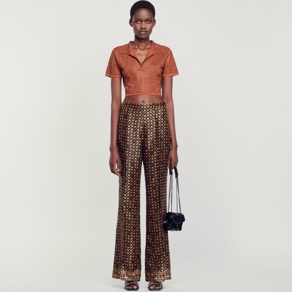 Sandro rhinestone embellished knit cropped top, size 1 (S), excellent condition - Picture 9 of 10